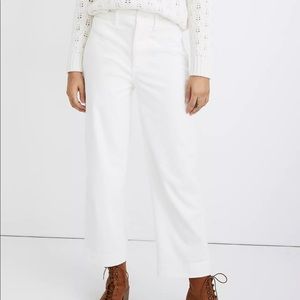 Slim Emmett Wide-Leg Pants in White Corduroy